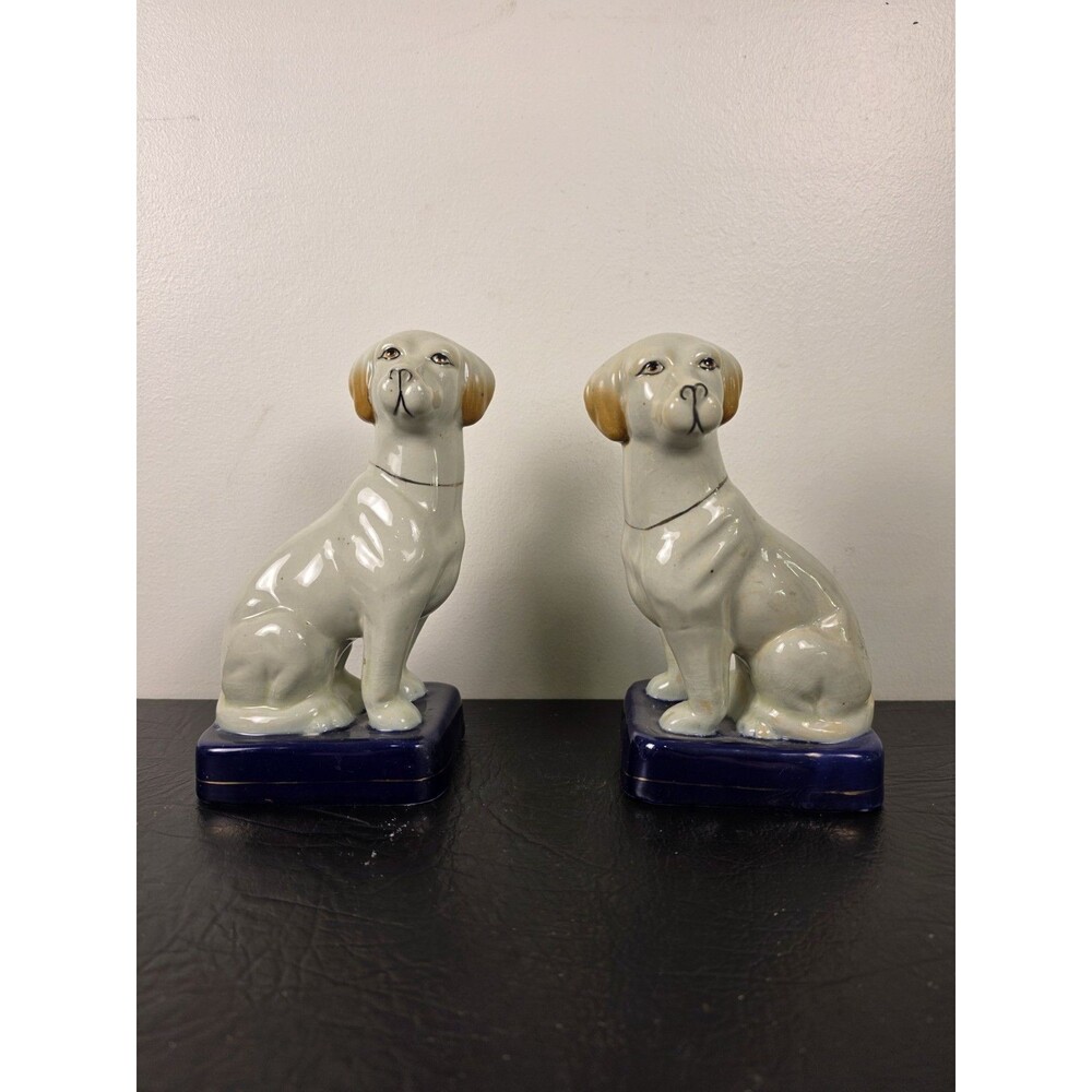 Pair of Vintage Staffordshire Style Labrador Dog Figurines